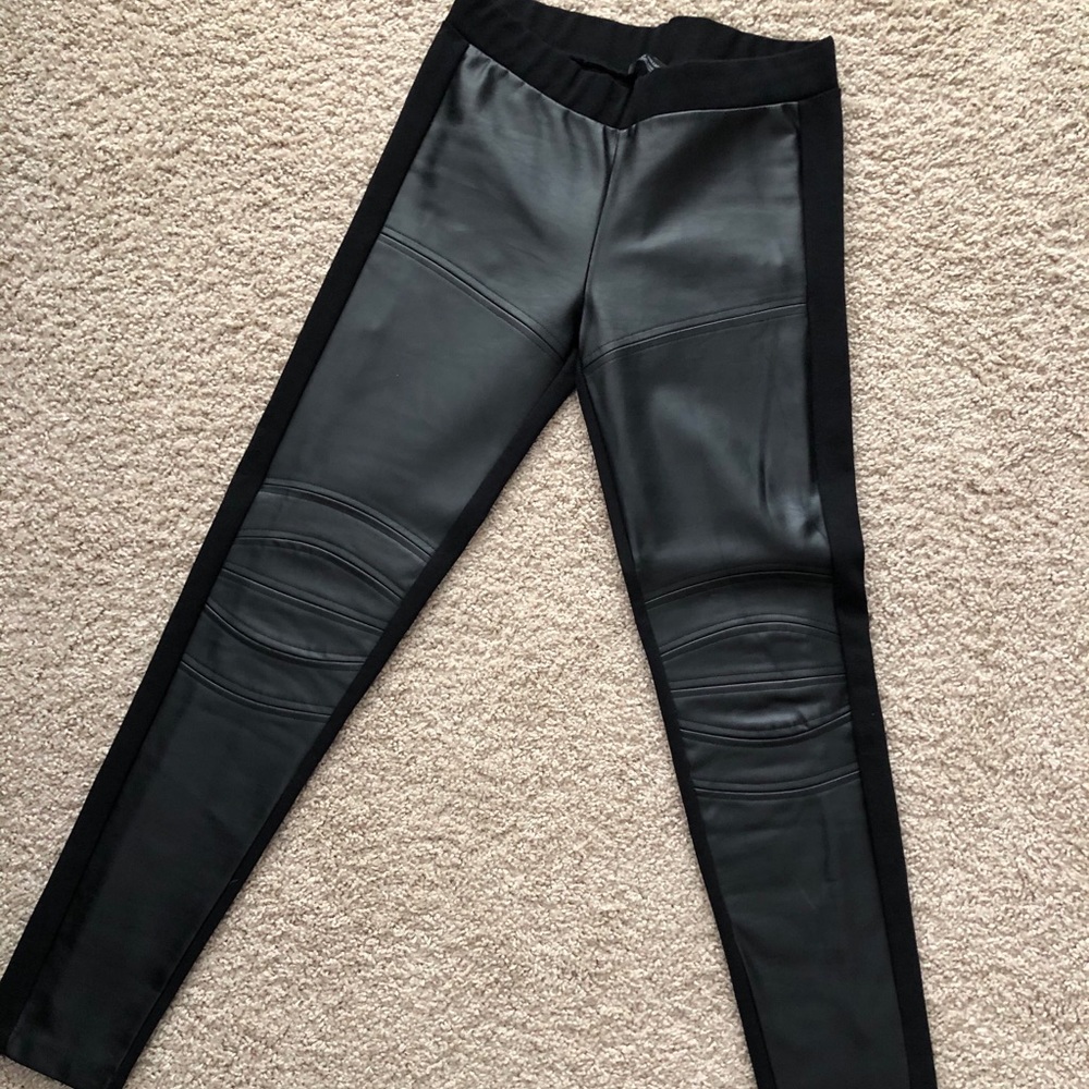 Zara Collection Faux Leather Moto Leggings